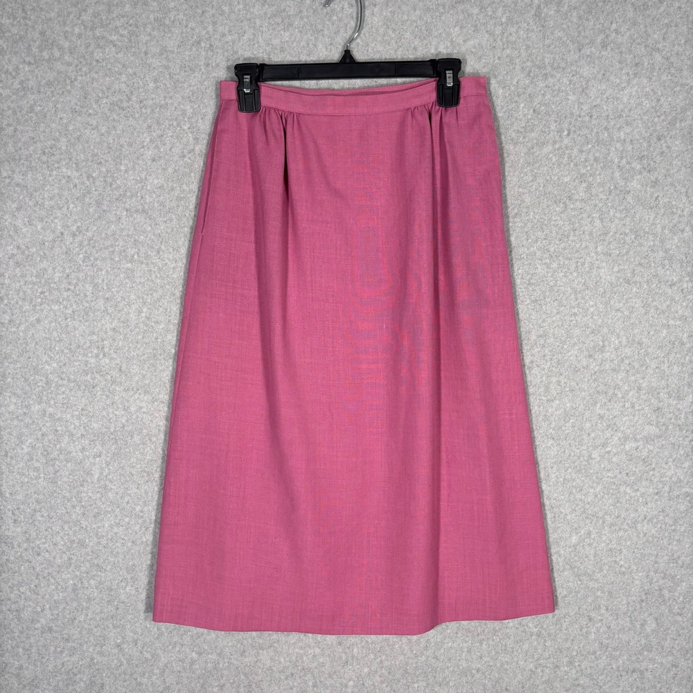 Vintage Pleated Midi Skirt 10 Pink Pockets A Line Retro Mod 50s 80s Feminine USA